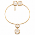EARRINGS+NECKLACE RESIN ROUND ORGANIC IVORY
