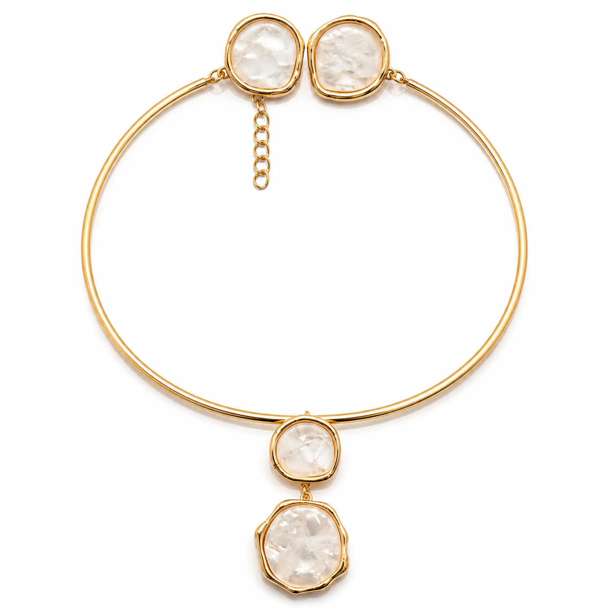 EARRINGS+NECKLACE RESIN ROUND ORGANIC IVORY