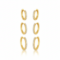 EARRING HOOPS TRIO THIN CUBIC ZIRCONIA