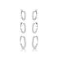 EARRING HOOPS TRIO THIN CUBIC ZIRCONIA
