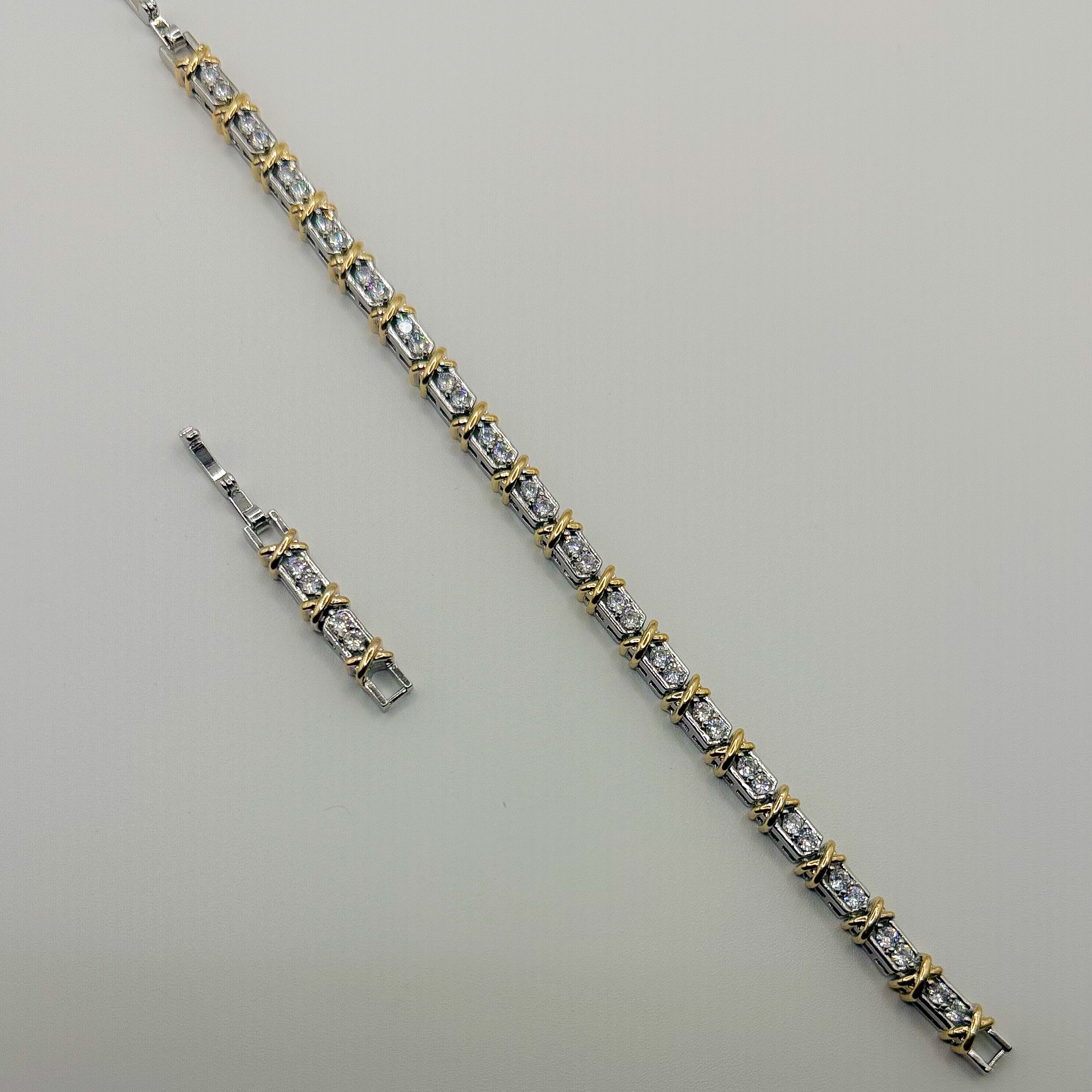 BRACELET X DUO PLATED WITH CUBIC ZIRCONIA