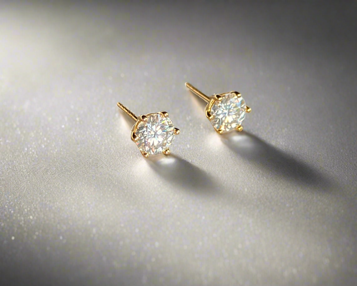 EARRING MOISSANITE STUDS 6.5MM