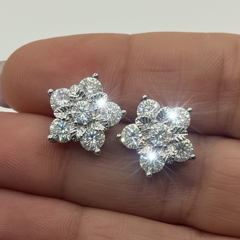 EARRINGS FLOWER MOISSANITE 4.6ct