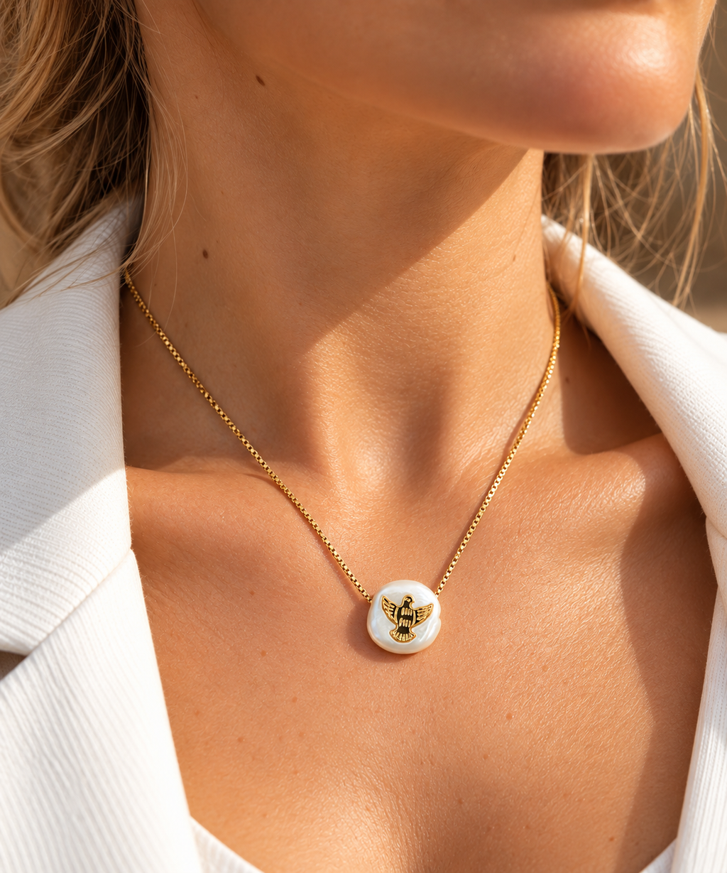 NECKLACE HOLY SPIRIT ON PEAEL RESIN PENDANT
