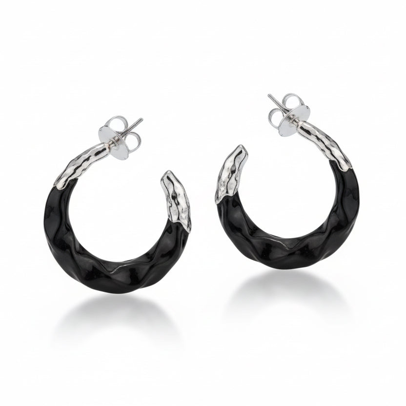 EARRING HOOPS BLACK RESIN