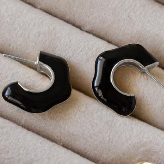 EARRING HOOP BLACK RESIN