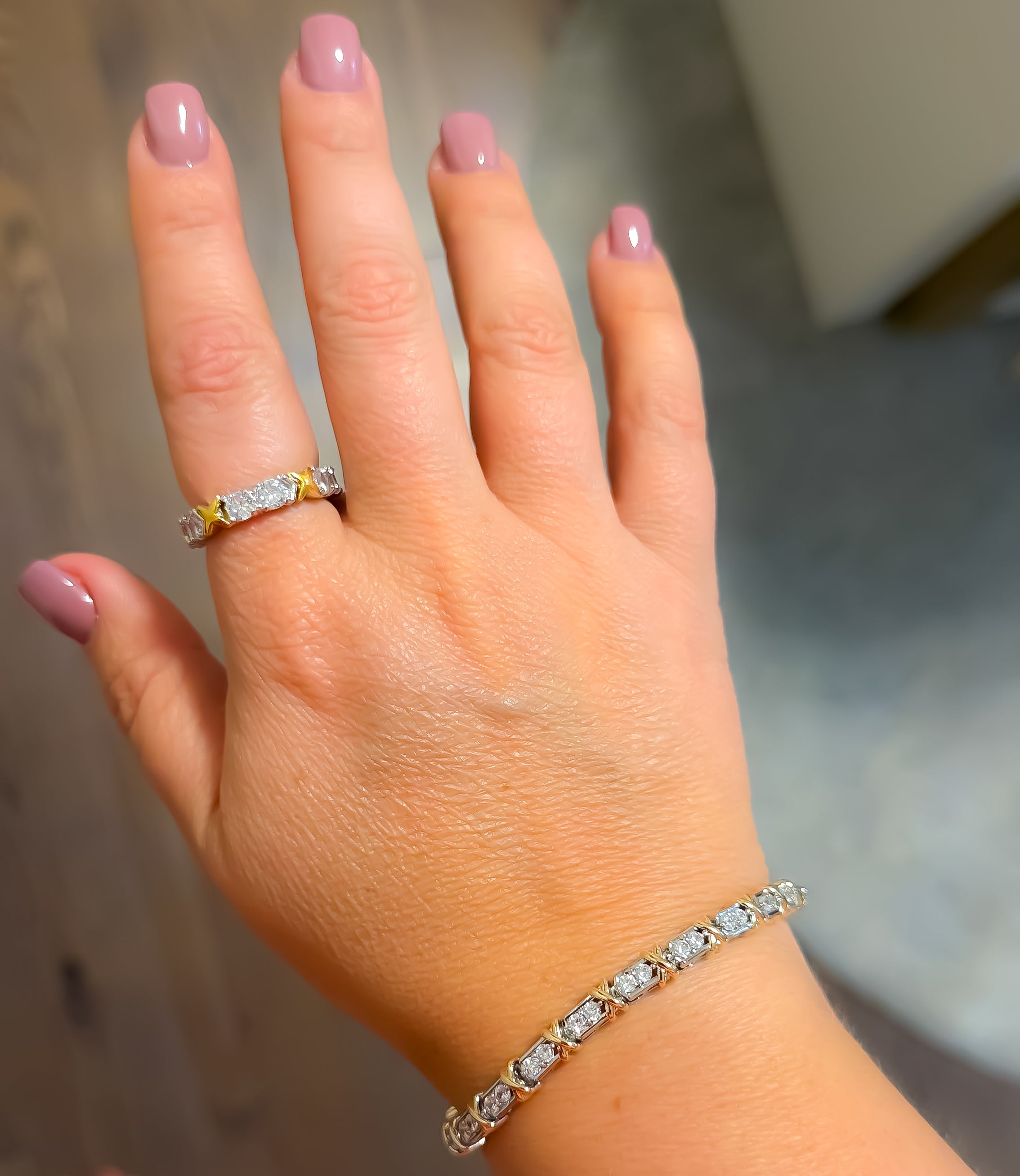 BRACELET X DUO PLATED WITH CUBIC ZIRCONIA