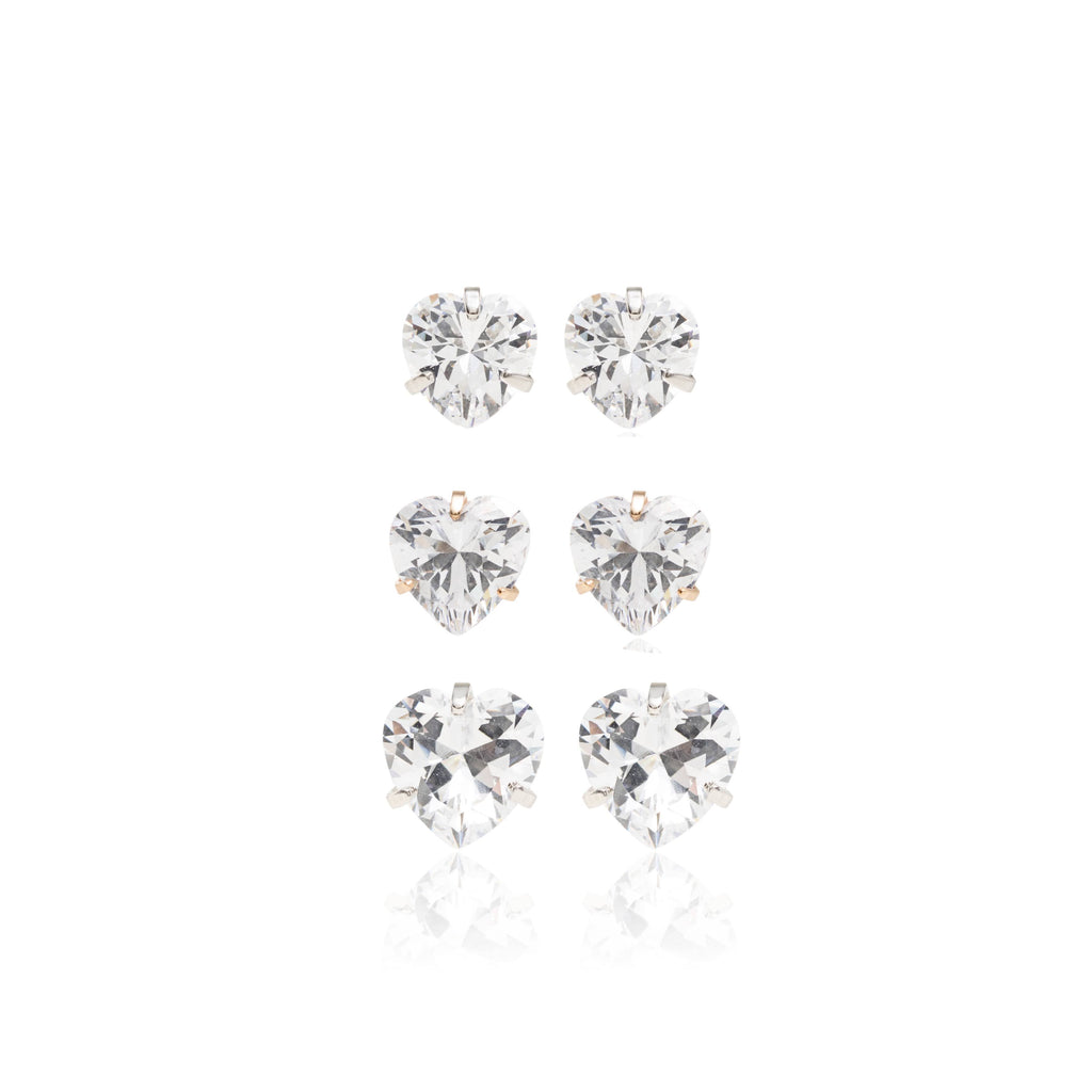 EARRINGS TRIO HEARTS CUBIC ZIRCONIA