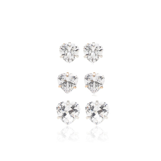 EARRINGS TRIO HEARTS CUBIC ZIRCONIA