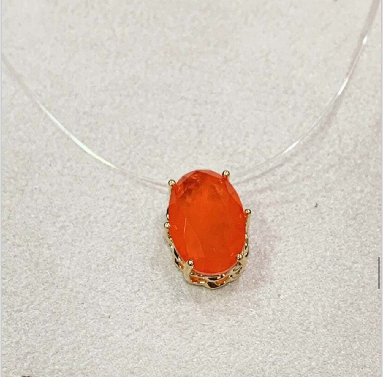 NECKLACE NYLON OVAL ORANGE CRYSTAL