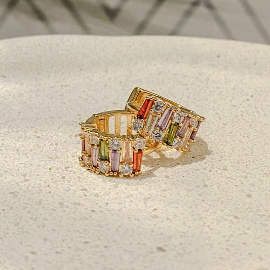 EARRING HOOPS COLOR RECTANGLE CRYSTALS