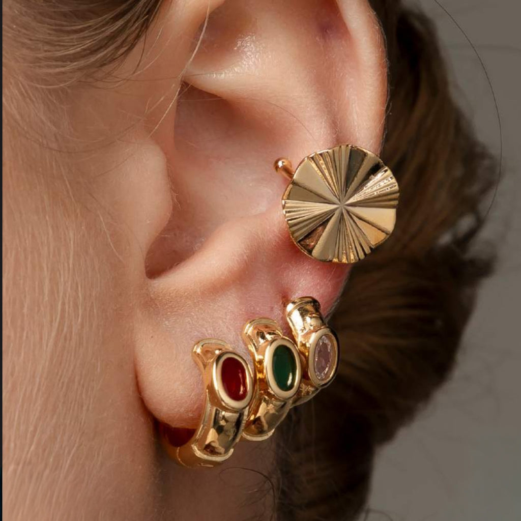 EARRING HOOPS CHUNKY CRYSTAL