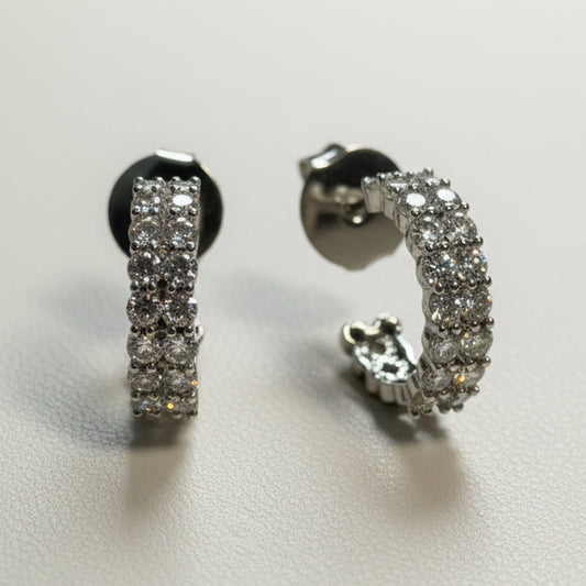 EARRING HOOPS 2 LINES CUBIC ZIRCONIA