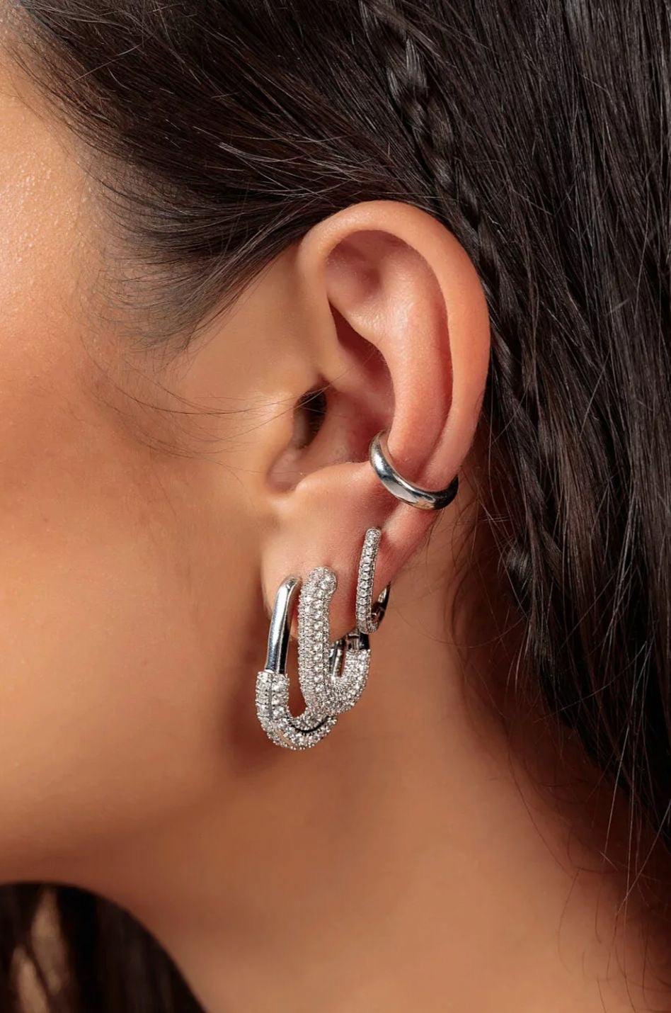 EARRING HOOPS OVAL CUBIC ZIRCON