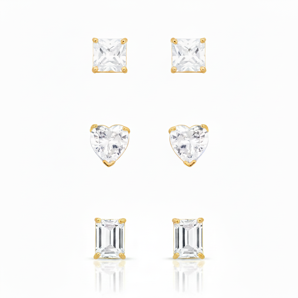 EARRING STUDS TRIO SHAPES