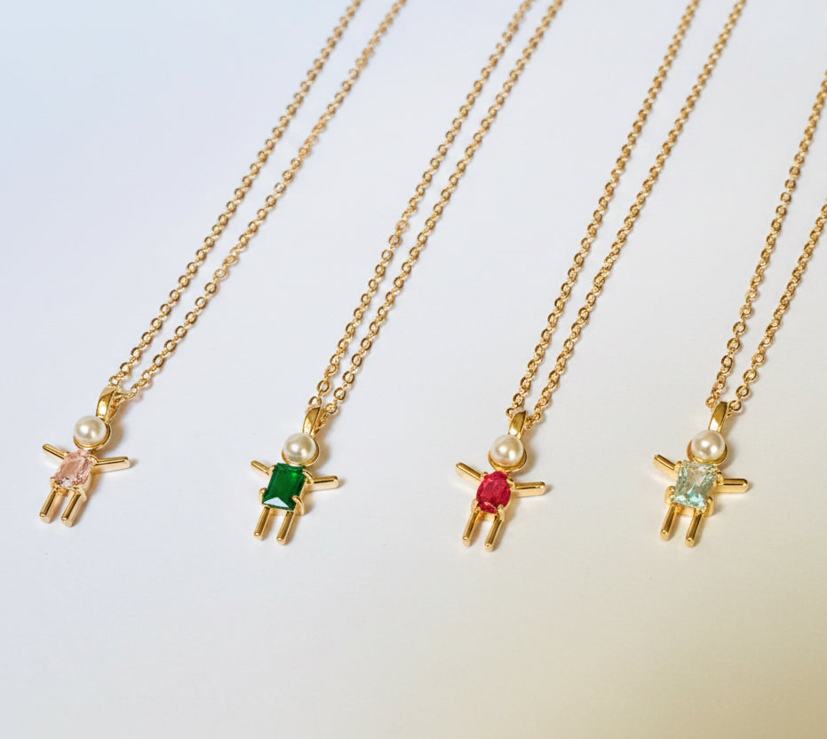 NECKLACE ONLY CHILD FAMILY LOVE PEARL COLOR CRYSTAL