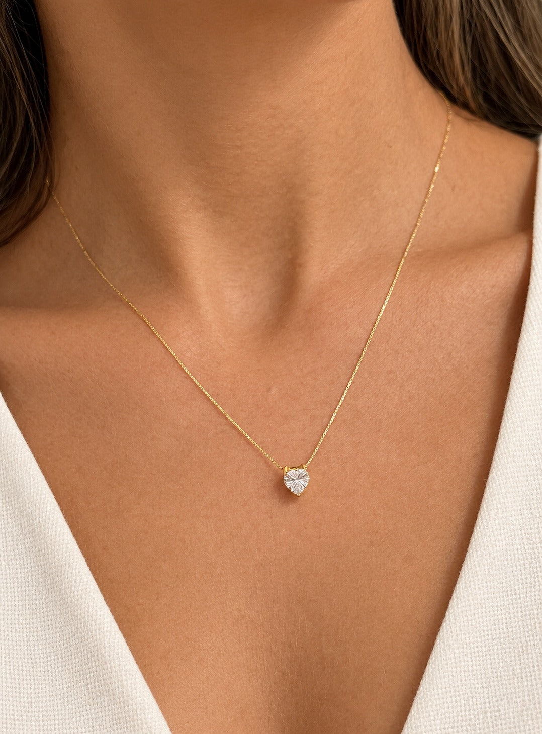 NECKLACE + EARRINGS HEART CUBIC ZIRCONIA JEWELRY SET