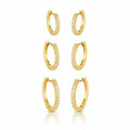 EARRING HOOPS TRIO CLASSIC THIN CUBIC ZIRCONIA