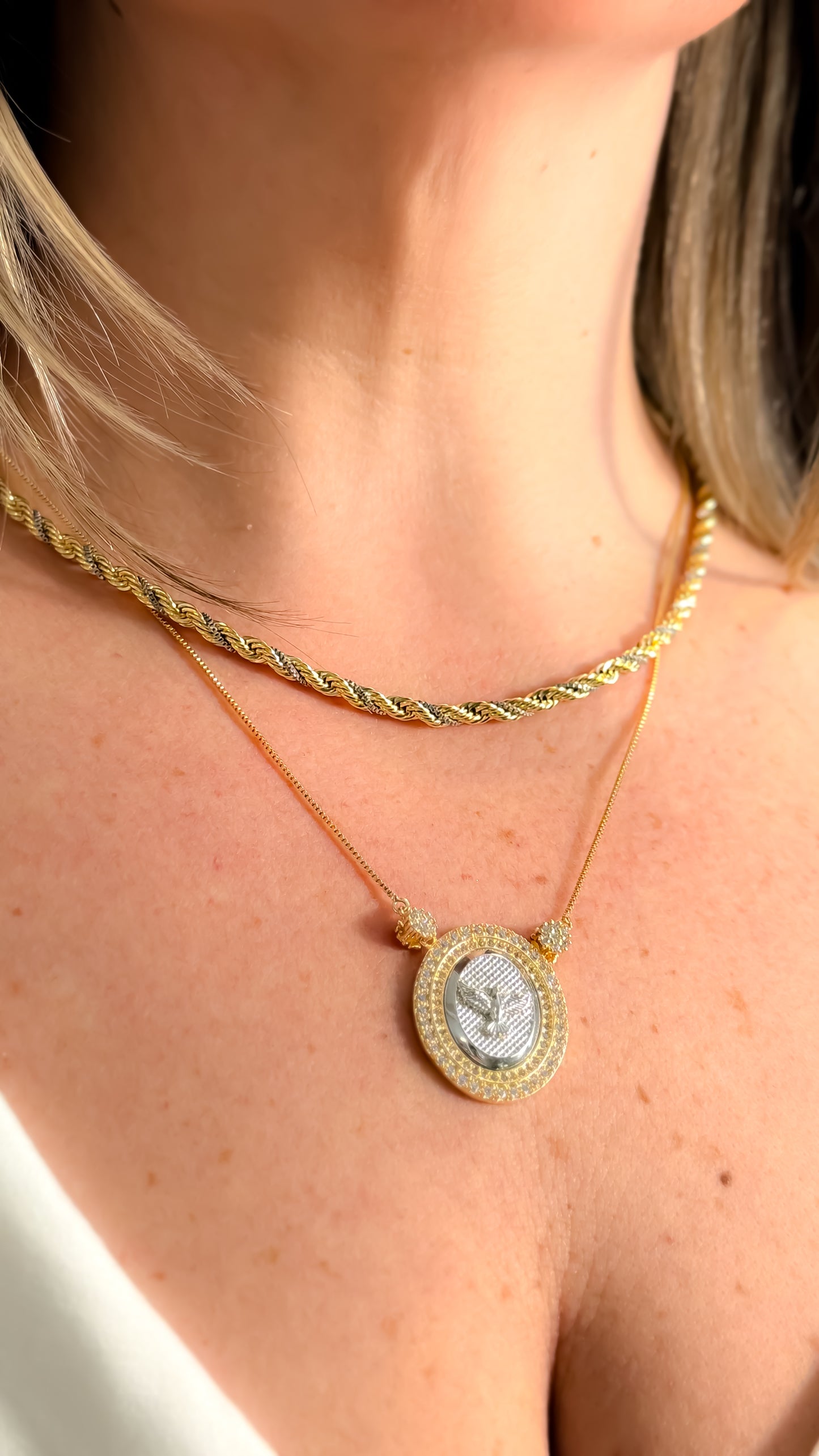 NECKLACE TWISTED ROPE DUO PLATED