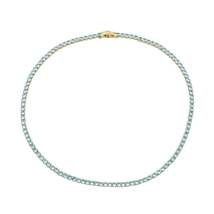 NECKLACE RIVIERA BLUE PARAIBA COLOR CUBIC ZIRCONIA 3MM