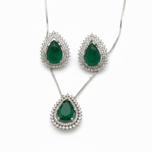 JEWELRY SET EMERALD FUSION TEAR DROP