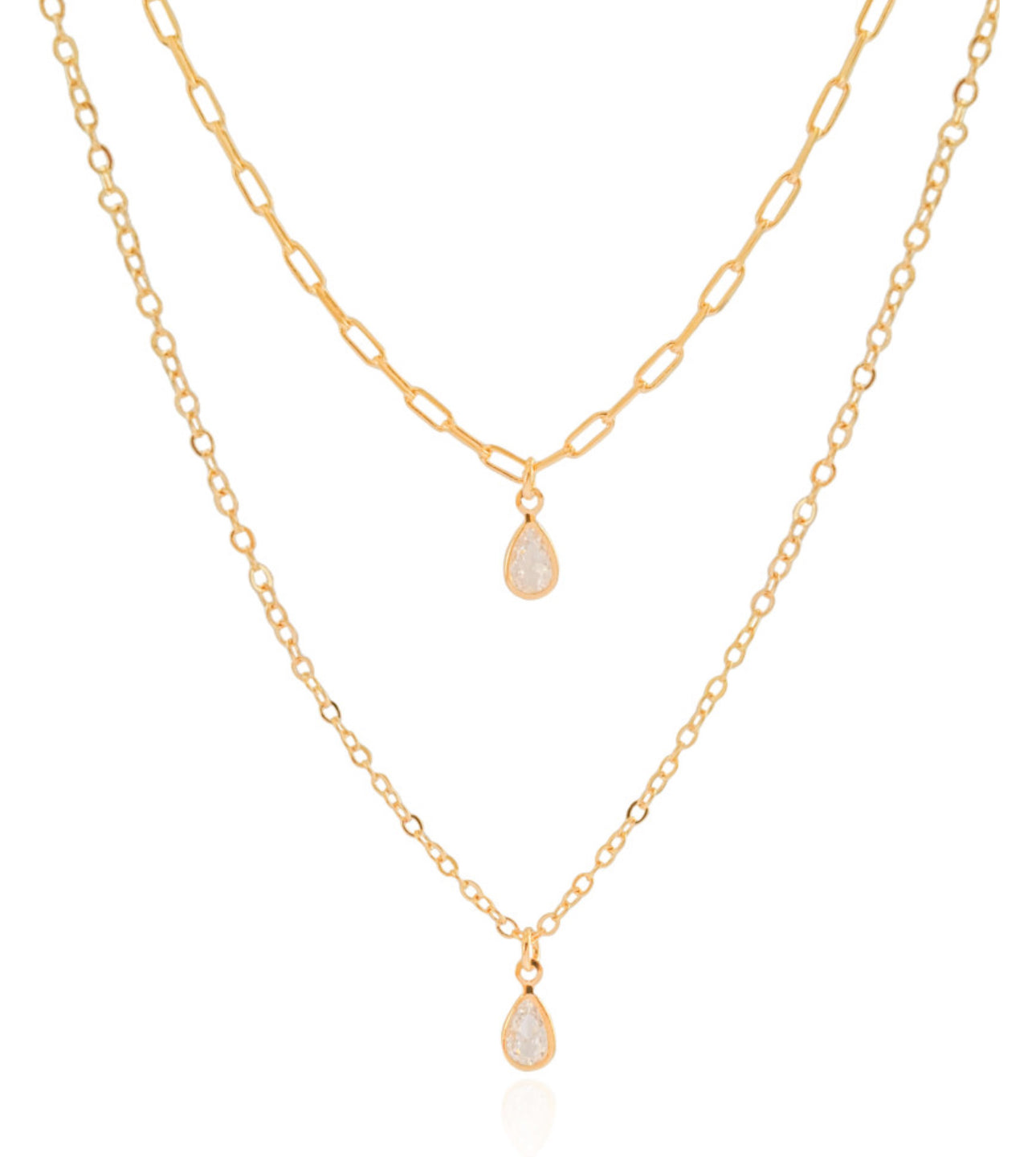 NECKLACE 2 in 1 TEARDROPS ZIRCON