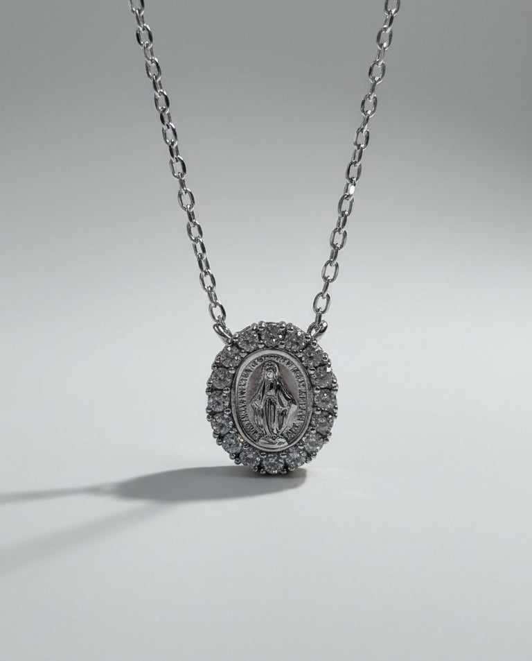 NECKLACE SMALL MEDAL OUR LADY APARECIDA CUBIC ZIRCONIA