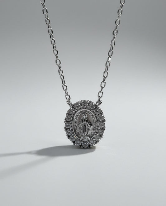 NECKLACE SMALL MEDAL OUR LADY APARECIDA CUBIC ZIRCONIA