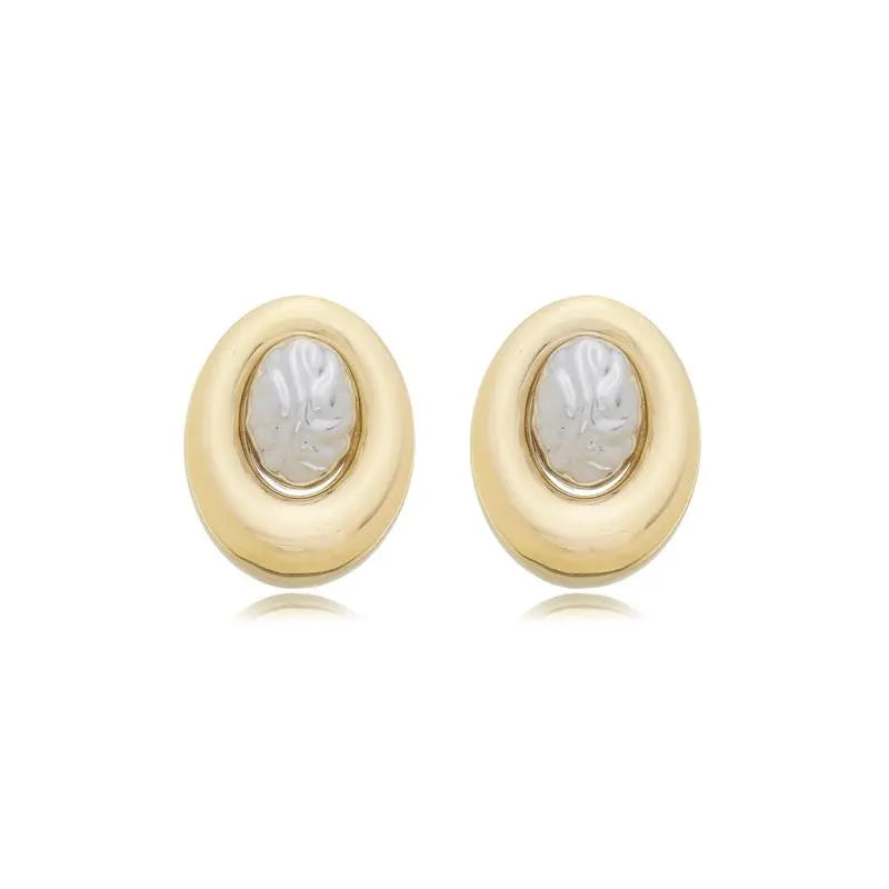 EARRING DUO PLATED ORGANIC CENTER