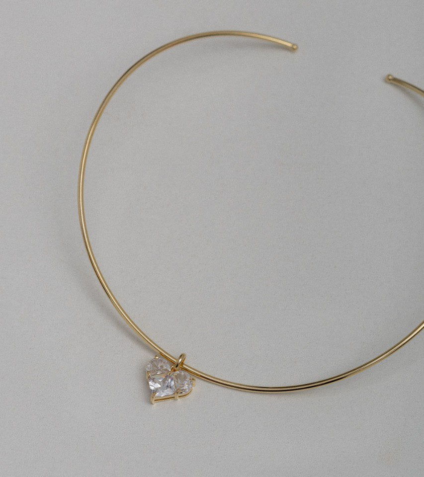 NECKLACE CHOKER WIRE HEART CUBIC ZIRCONIA