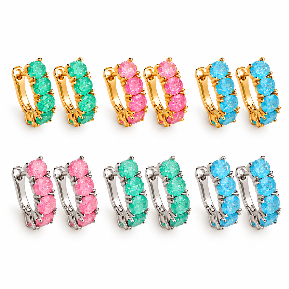 EARRING HOOPS CANDY GLITTERY CUBIC ZIRCON