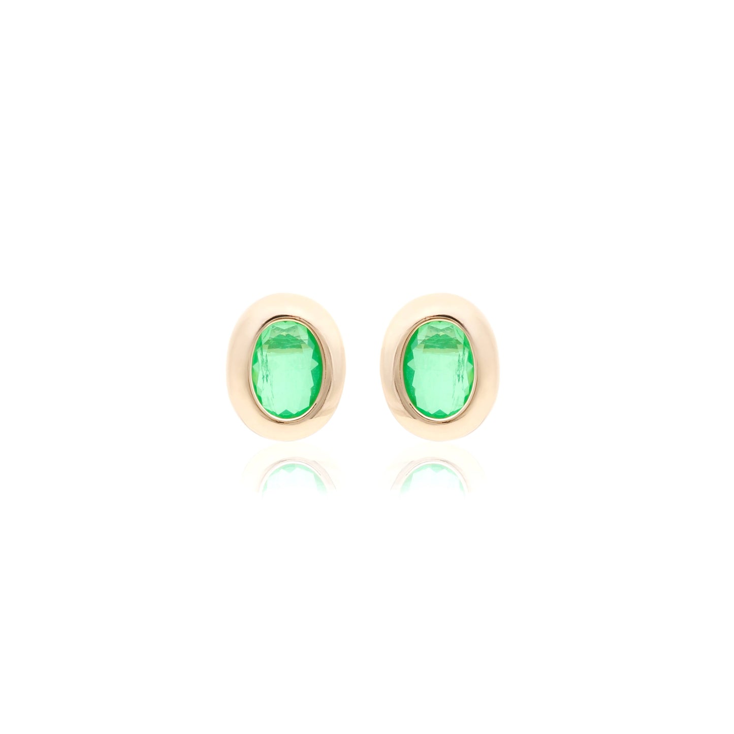 EARRING OVAL EMERALD GREEN FUSION CRYSTAL