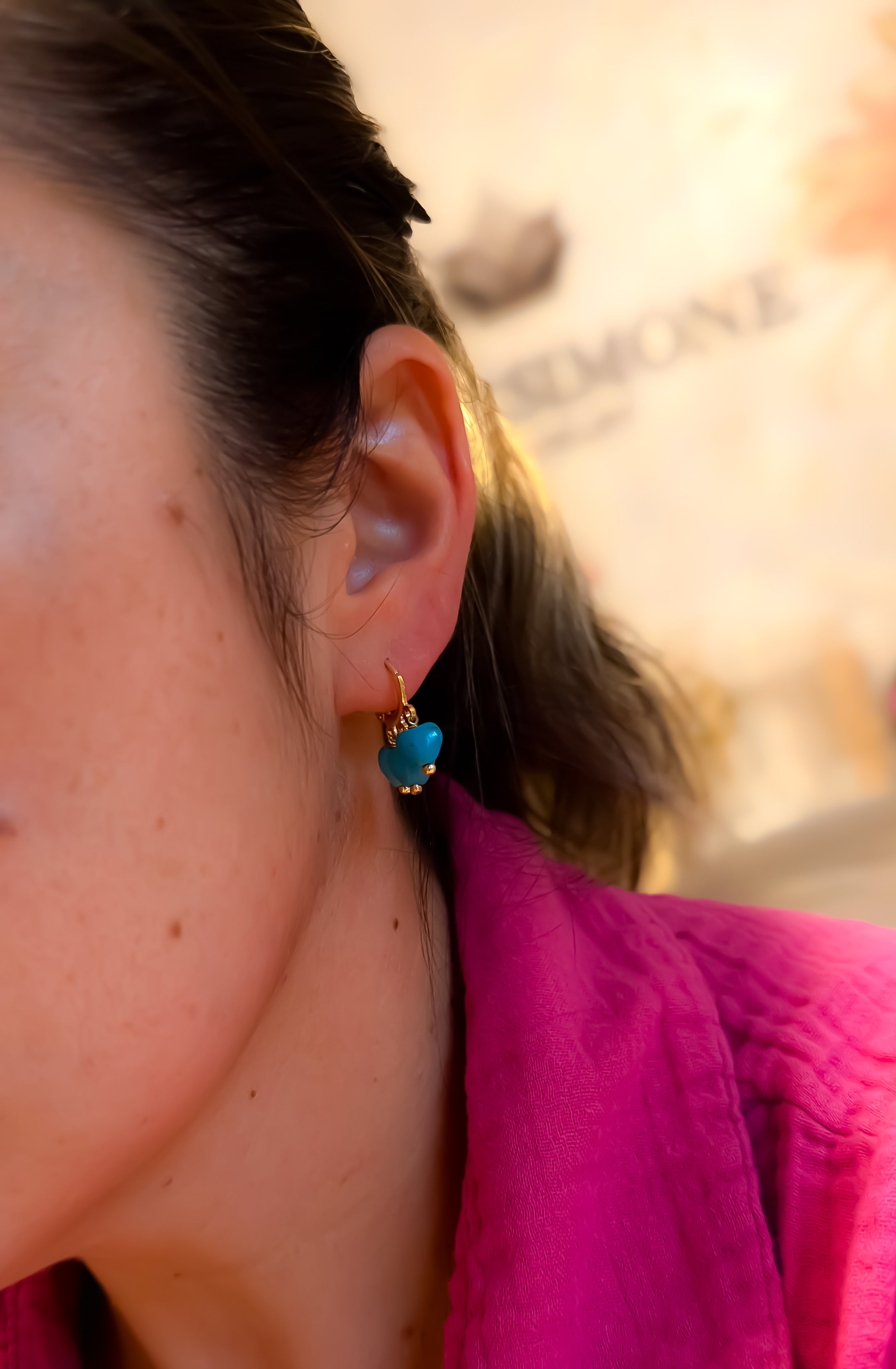 EARRING HOOPS TURQUOISE HEARTS