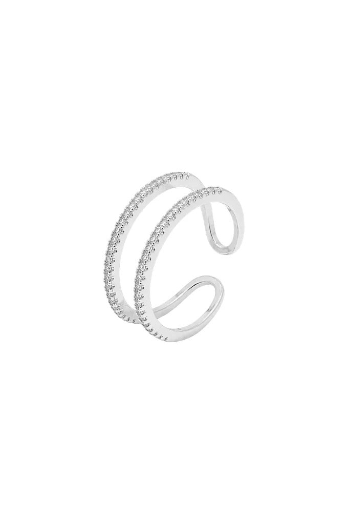 RING ADJUSTABLE TWO RINGS CUBIC ZIRCONIA
