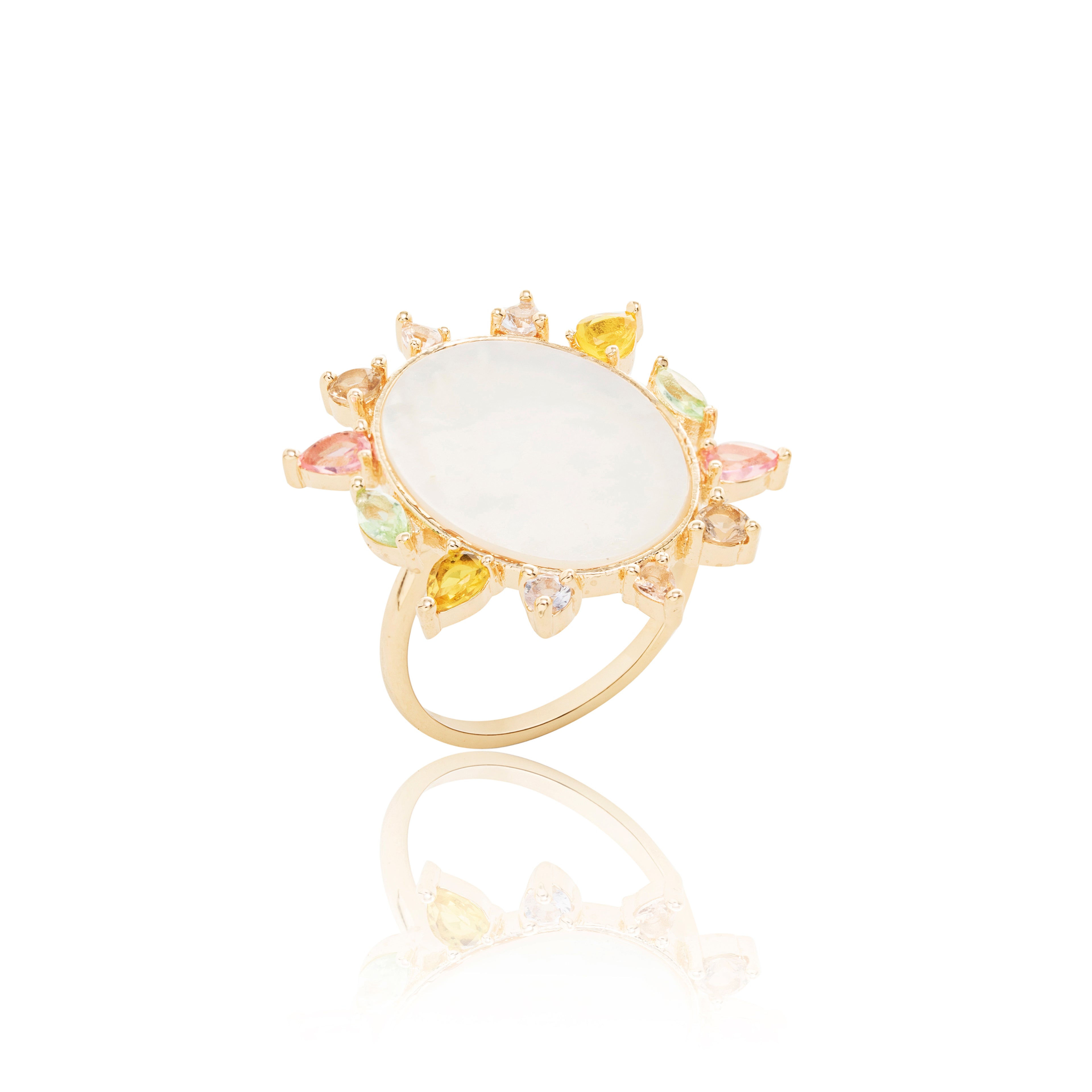 RING MIRROR MOTHER OF PEARL COLOR CRYSTALS
