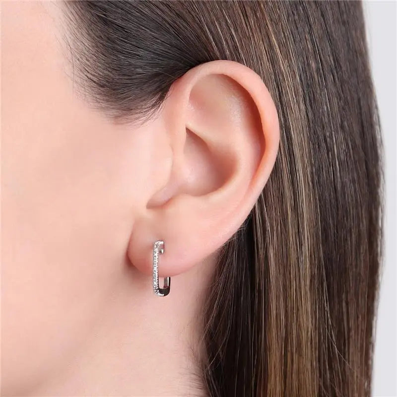 EARRING HOOPS OPEN SQUARE CRYSTALS