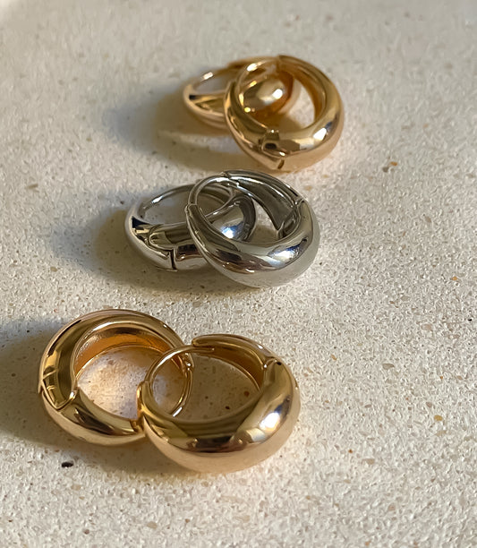 EARRING HOOPS TRIO OVAL SILVER/GOLD