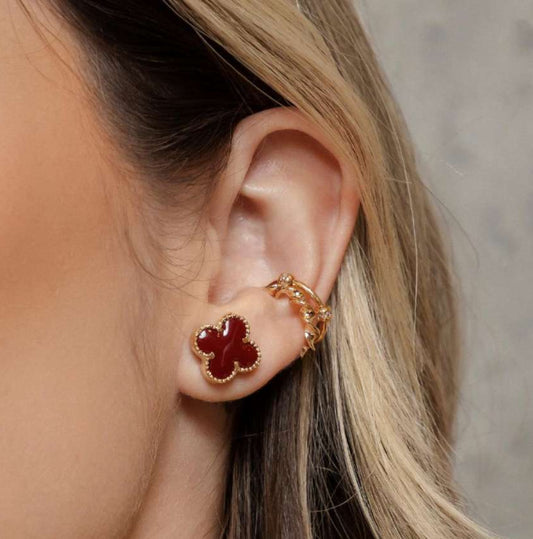 EARRING VC CLOVE WINE RED