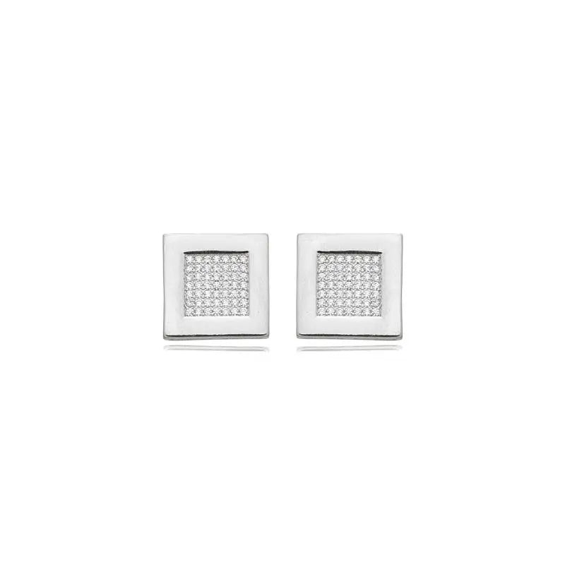 EARRINGS SQUARE PAVET CUBIC ZIRCONIA