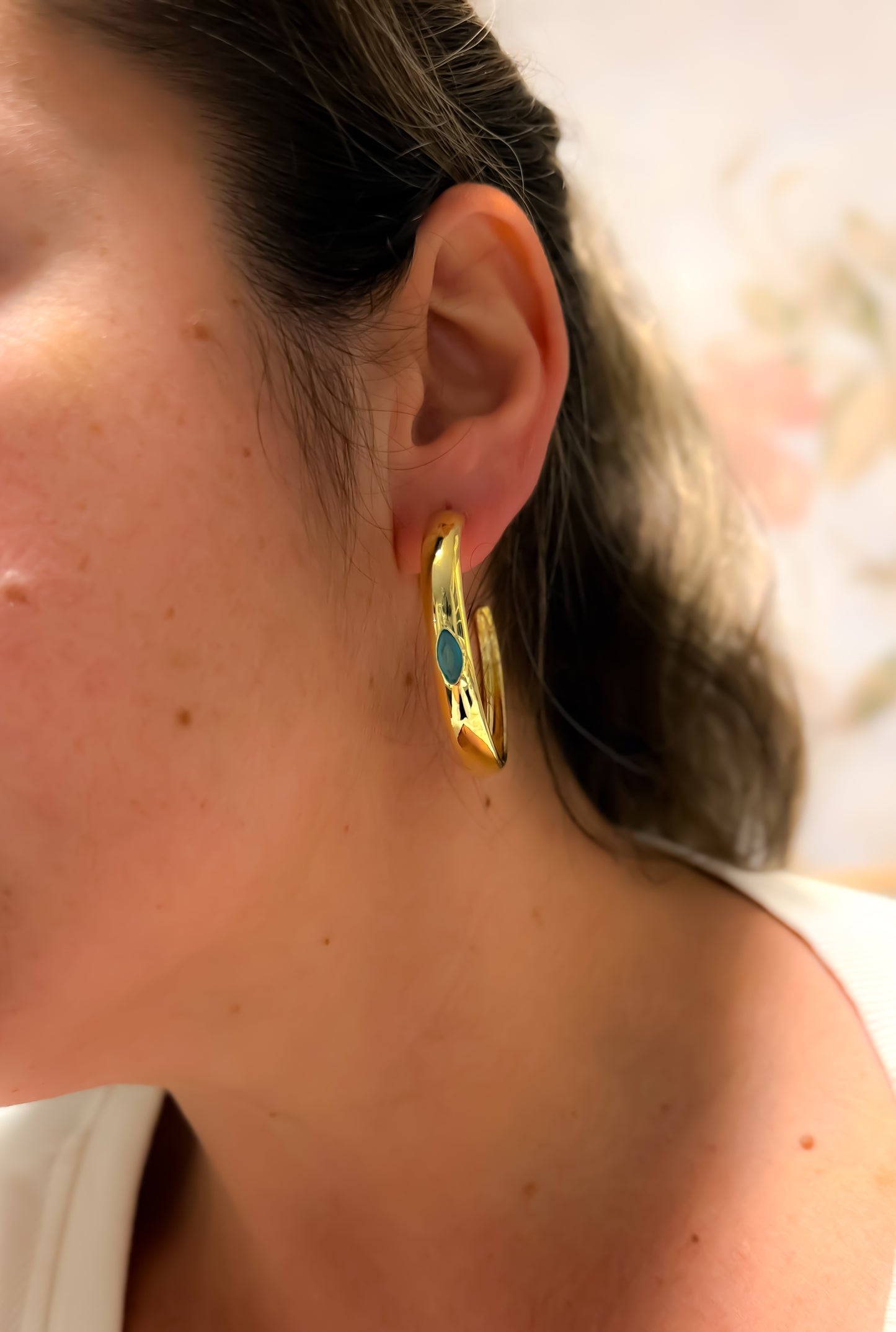 EARRING HOOPS LARGE WITH BLUE NAVETE