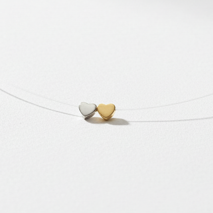 NECKLACE NYLON STRING MINI HEARTS DUO PLATED