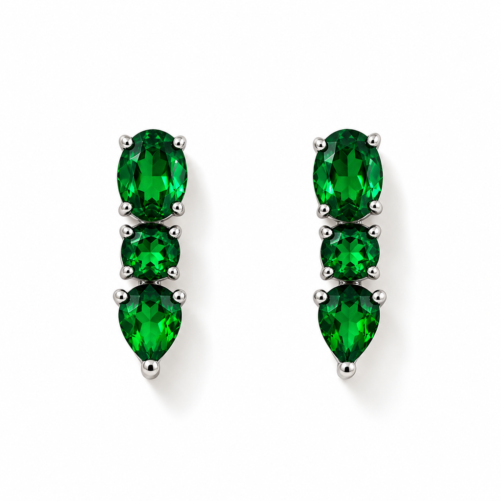 EARRING CLIMBERS EMERALD GREEN