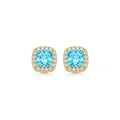 EARRING STUD HALO CUSHION CUBIC ZIRCONIA