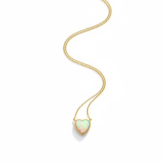 NECKLACE OPAL STONE HEART SHAPE