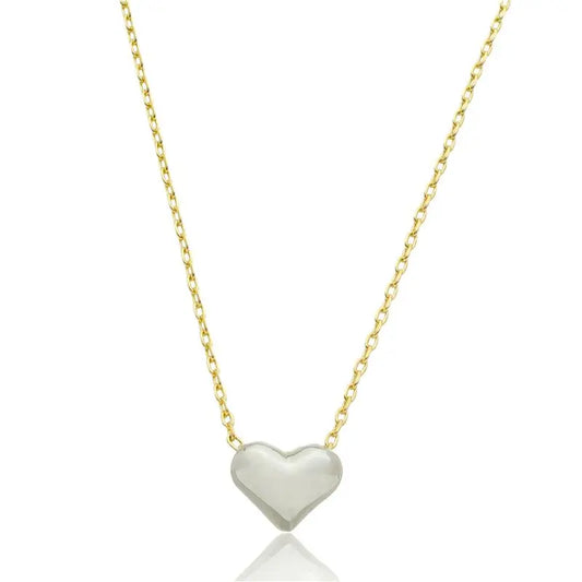NECKLACE SILVER HEART DUO PLATED