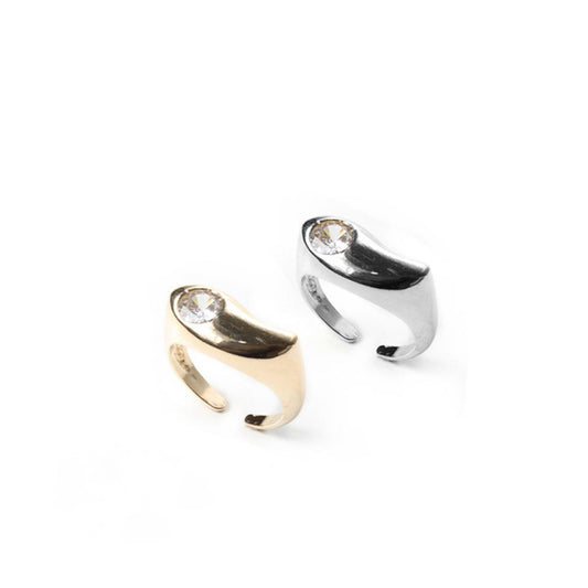 RINGS GOLD/SILVER COLOR W/ CUBIC ZIRCON (set of 2)