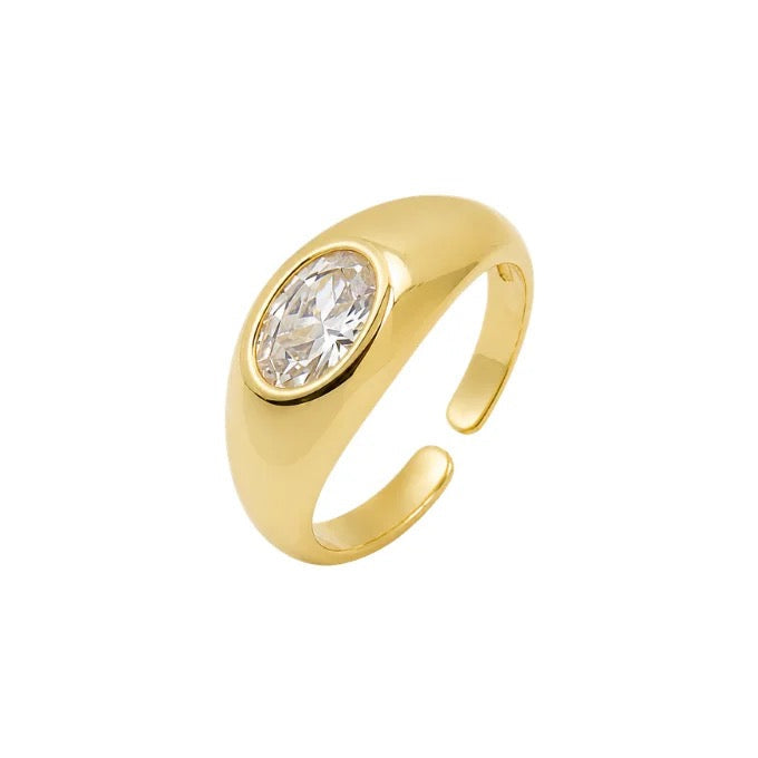 RING ADJUSTABLE OVAL CUBIC ZIRCONIA