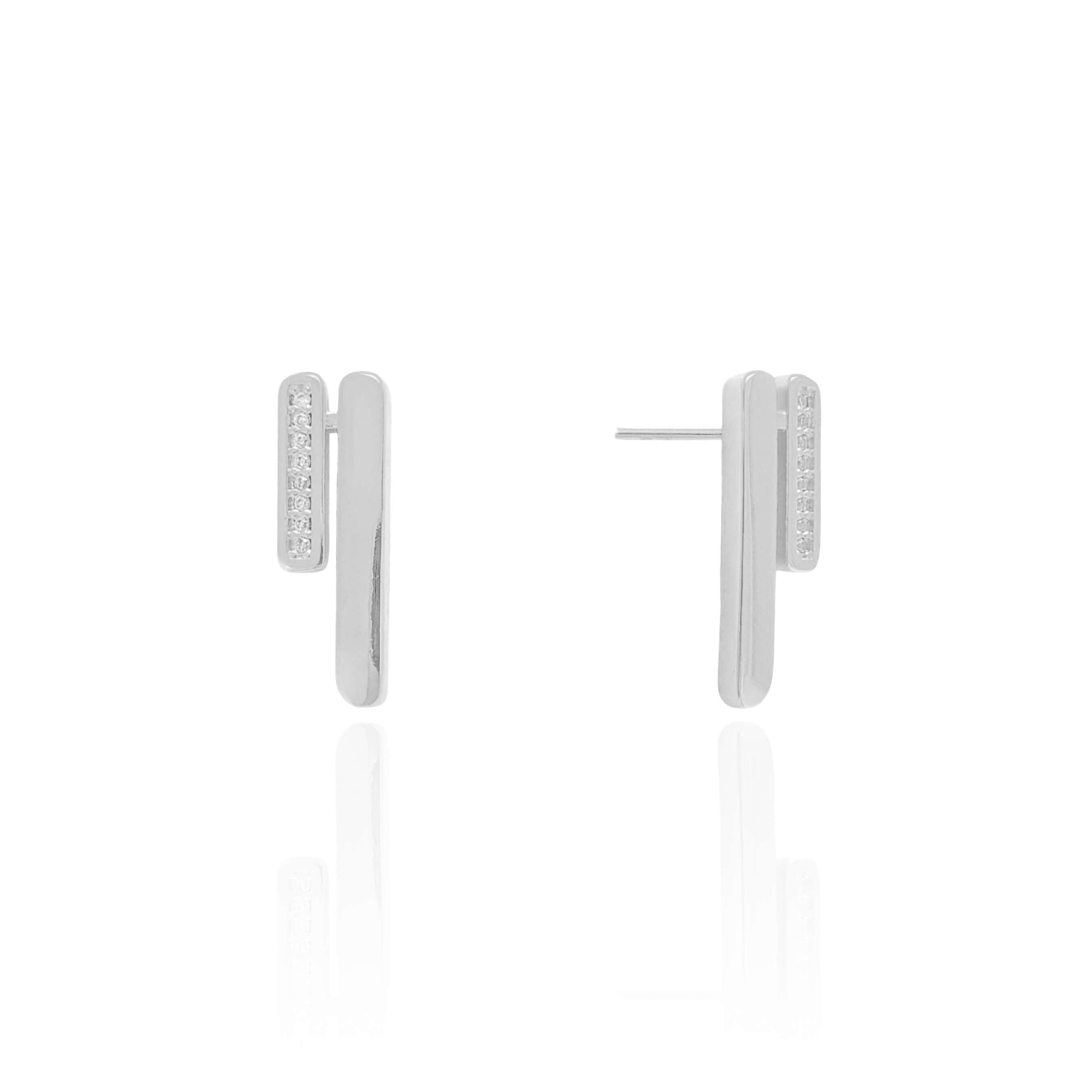 EARRINGS VERTICAL BARS WITH STUDDED CRYSTALS