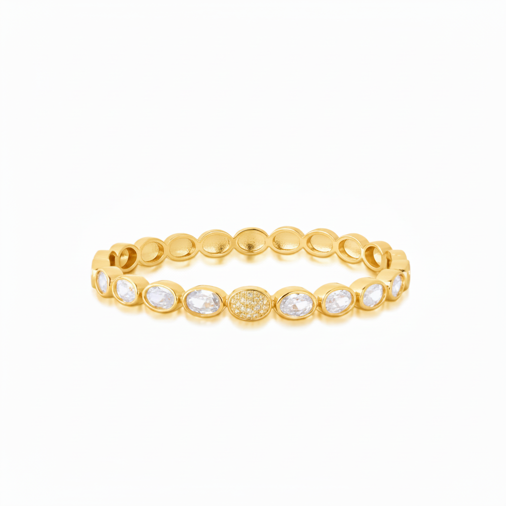 BRACELET BANGLE OVAL CUBIC ZIRCONIA DELUXE