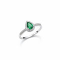 RING TEAR DROP EMERALD GREEN CRYSTAL STUDDED CUBIC ZIRCONIAS
